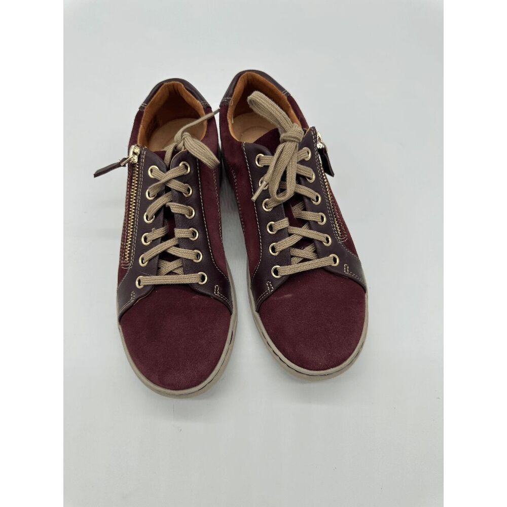 Clarks Nalle Lace Suede Shoes for Women Contour Lace Up Trainer Sz 8 Chestnut